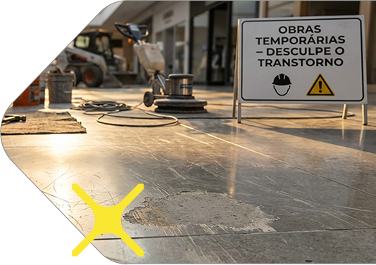 Piso danificado em shopping